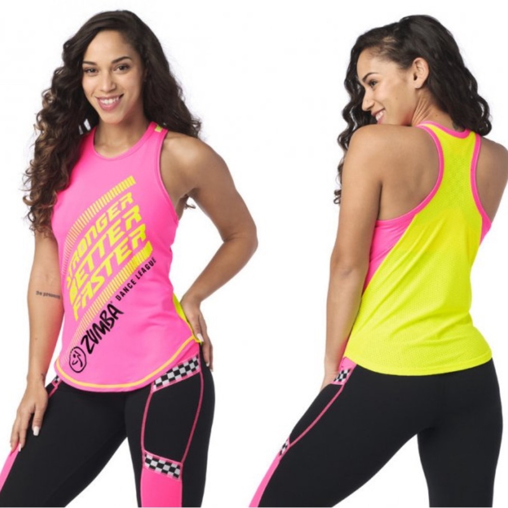 Zumba Better Faster High Neck Tank Top Small - Gumball